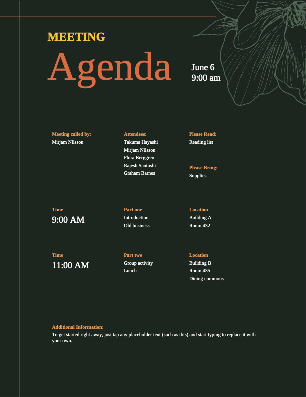 Meeting agenda